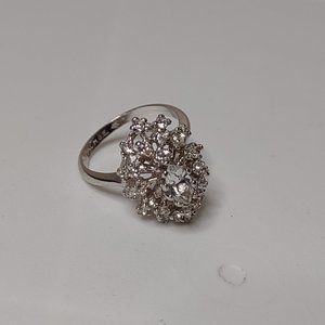 Size 7.75 Pretty Electroplated Ring With Clear Stones
